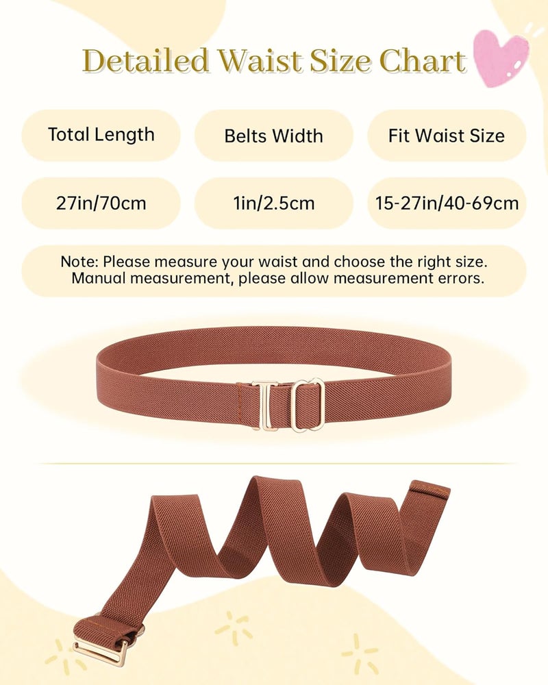 Kajeer Kids Belt for Girls,3 Pack Stretch Belts Invisible Adjustable Gold Buckle Toddler Youth Belt for Uniform Casual - Image 3